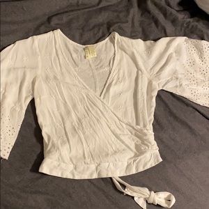 Boho white cropped shirt